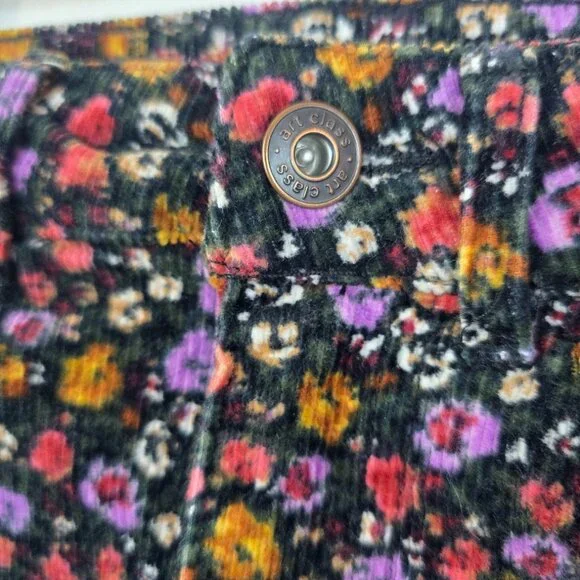 Art Class Girls Floral Corduroy Skirt Size M 7/8 Lined Stretch - Picture 6 of 10